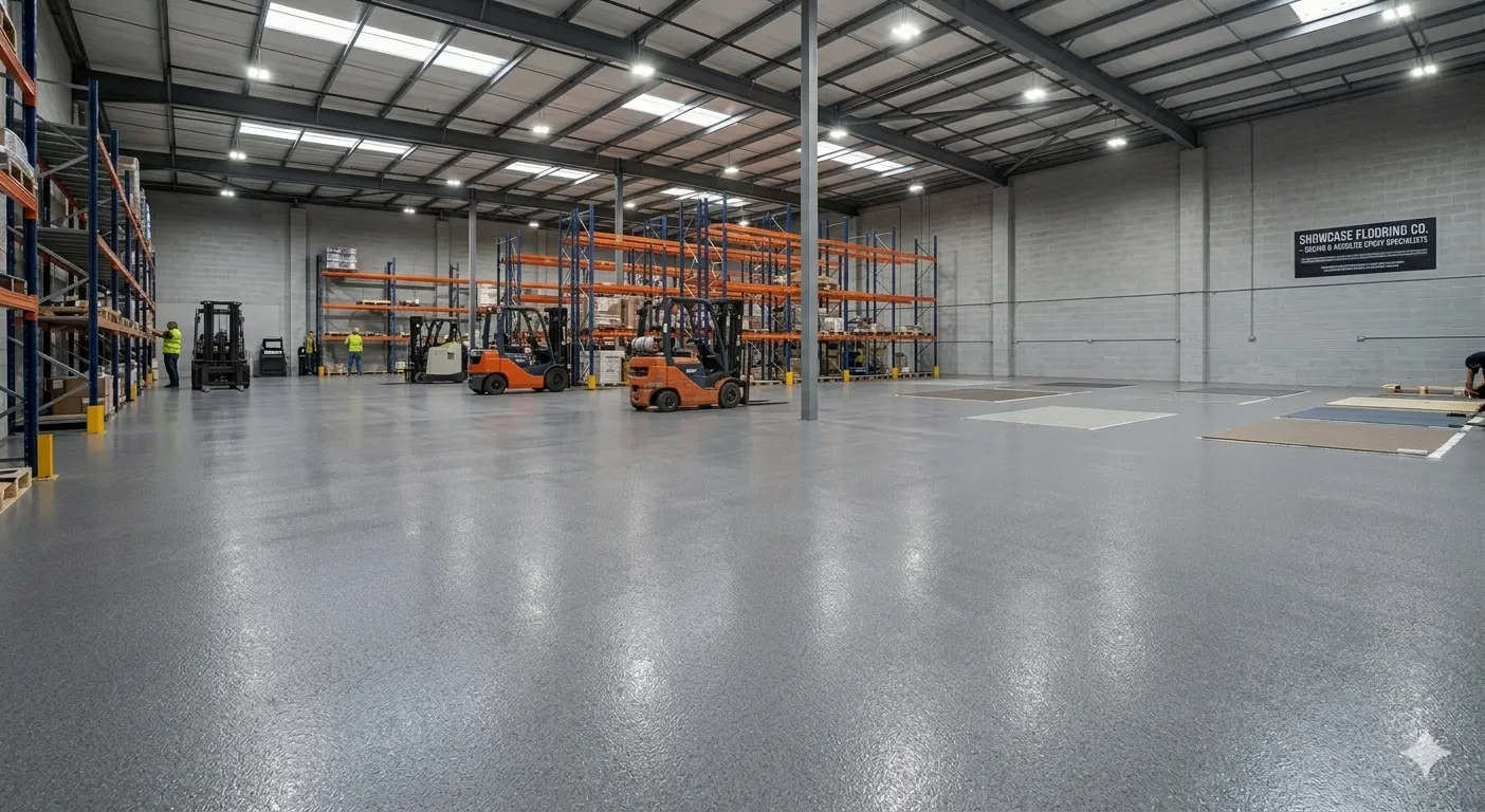 Commercial quartz epoxy warehouse floor