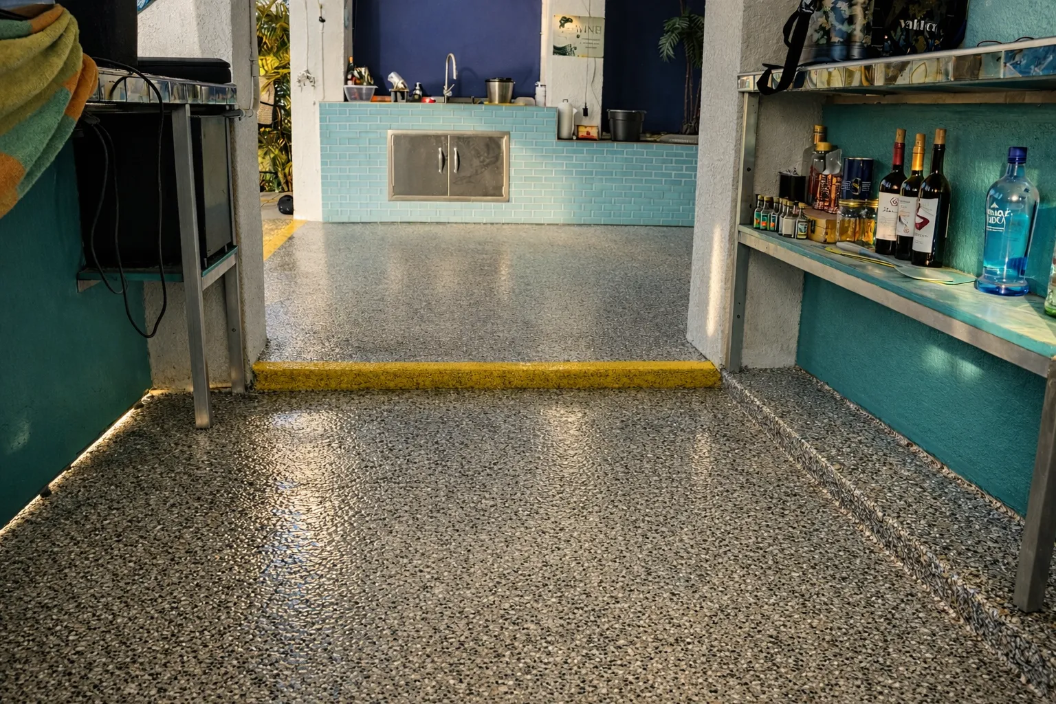 Flake epoxy kitchen floor