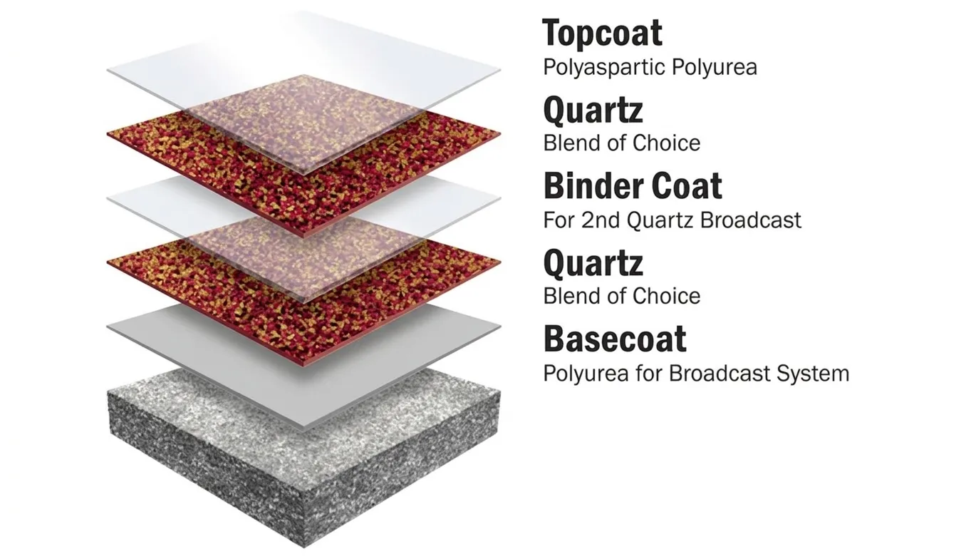 Commercial epoxy quartz system diagram